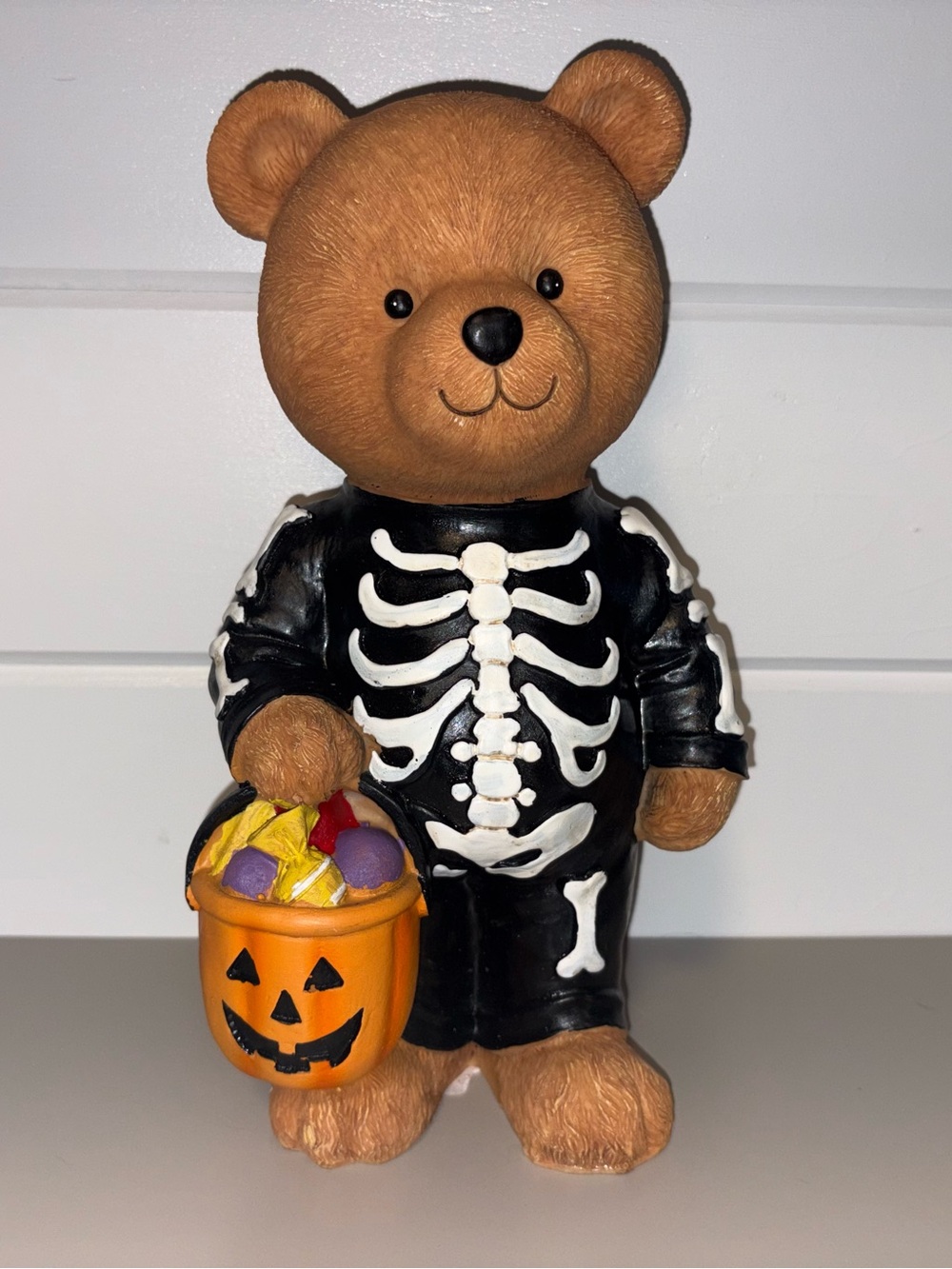 Trick or treat bear in Skeleton costume halloween decor